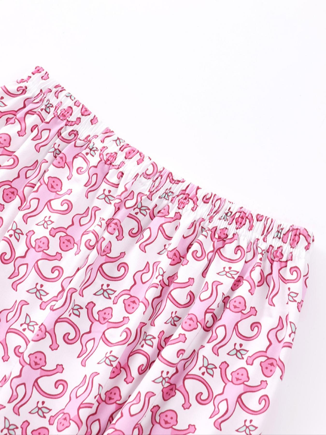 Women's All over Print Pajama Set, Comfortable Sleepwear and Loungewear for All Seasons, Includes Top Shorts and Pants, Home Wear