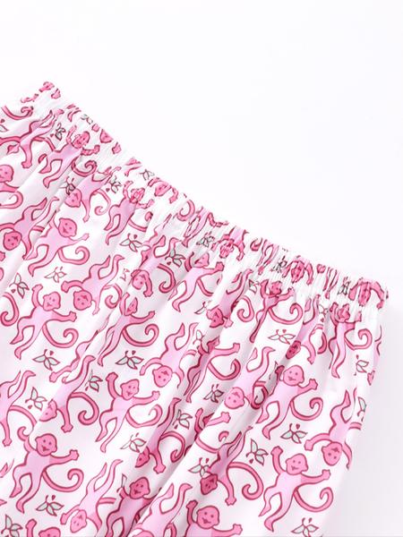 Women's All over Print Pajama Set, Comfortable Sleepwear and Loungewear for All Seasons, Includes Top Shorts and Pants, Home Wear