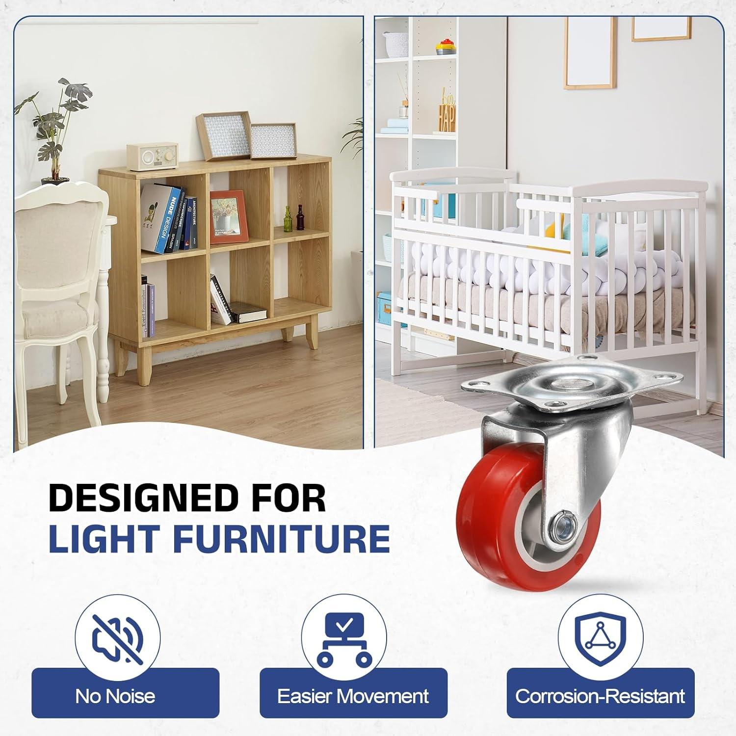 1.5 Inch Furniture Rotating Wheels, Universal Casters, Swivel Wheels, Rubber Wheels, Suitable for Hand Trucks and Flatbeds, Durable and Smooth Rolling