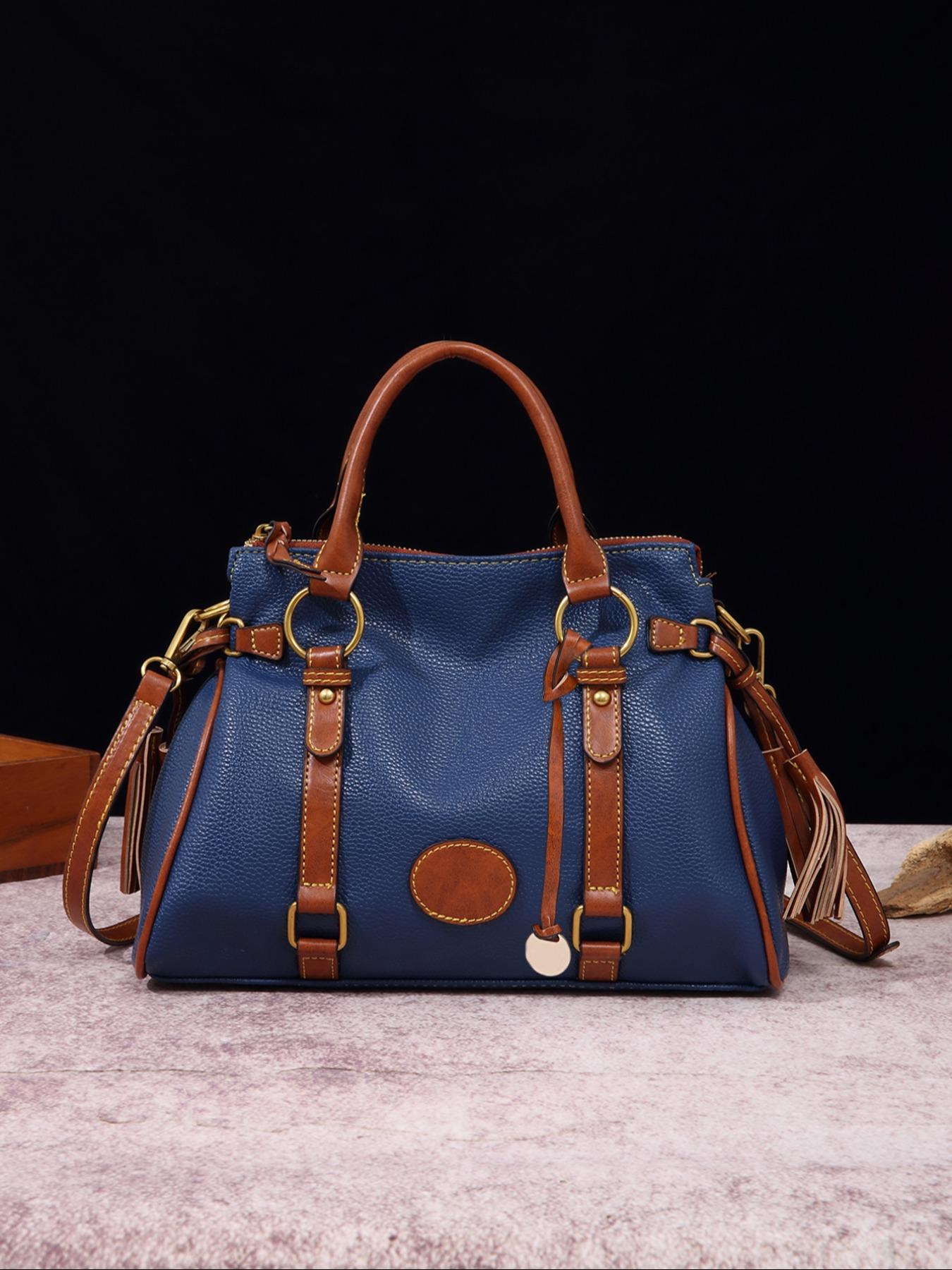 1 Piece Women's Fashionable Simple Color Tote Bag, Crossbody Tote Bag, Fashionable Large Capacity Tote Bag for Women & Men, Retro Bag for Commuters and Students