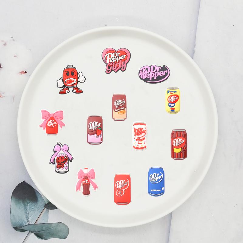13-Piece Dr Pepper Drinks Series Shoe Accessories Set, Shoe Charms For Clogs Shoe Decoration Premium Quality Popular Shoe Accessories for Great Gift