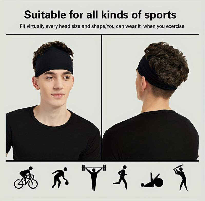 5pcs/1pc Men'S Sports Headband - Sweat Absorbing, Non-Slip, Breathable Fabric for Running, Gym, Basketball, Tennis - Adjustable Headband for Men And Women