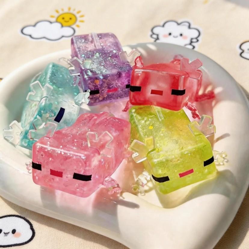 Graduation Gift Aurora Axolotl Squishy Mochi, Glittery Kawaii Sensory Fidget Toy, Squishy Fidgets, Soft Stretchy Stress Relief Toy for Anxiety, Cute Animal Desk Toy for Kids & Adults
