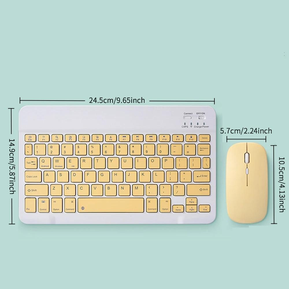 Slim Wireless Keyboard and Mouse for iPad/tablet(iOS/android/PC), Bluetooth-compatible Rechargeable, Ambidextrous Design, Portable Compact Combo