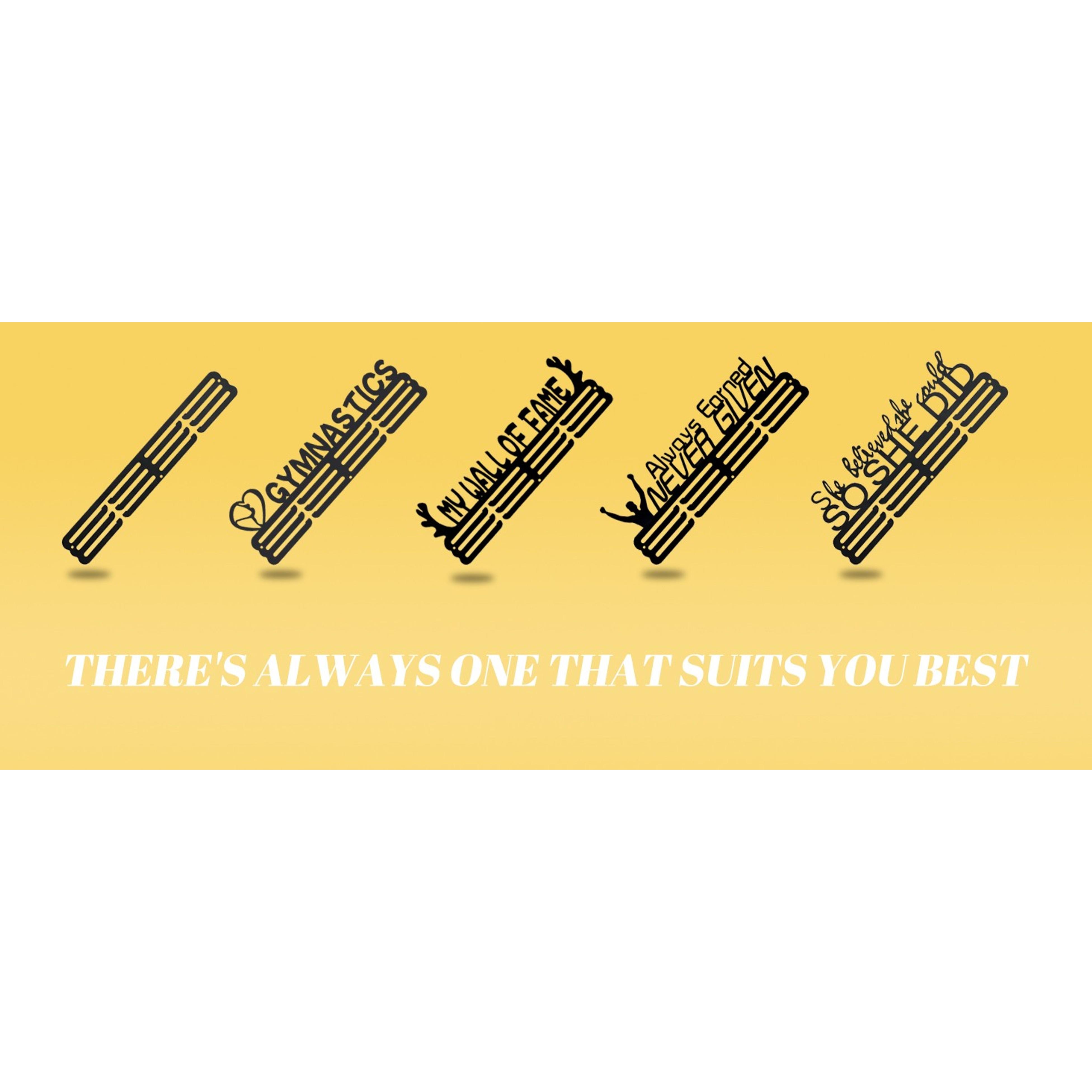 Medal Hanger Display Rack Wall Mount - Holds Up to 60 Medals, Award Ribbon Organizer for Sports Race Runner Gymnastics Plaques, Personalized Athlete Medal Holder - Never Give Up
