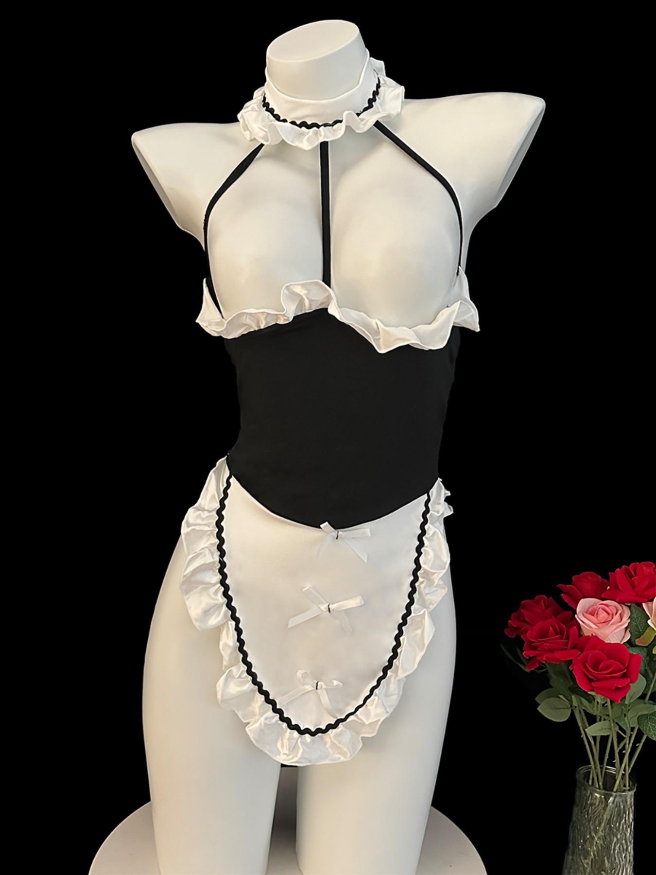 Sexy Maid Costume Set, One-Piece with Headpiece, Fun and Passionate Design, Unforgettable Hot Maid Clothing