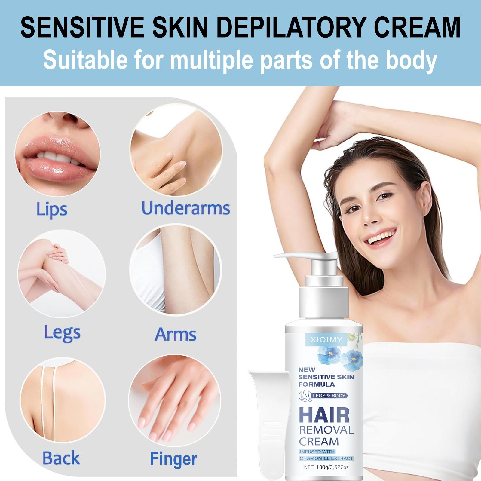 100g Strong Hair Removal Cream, Natural Ingredients, Chamomile Infused, Pain-Free Gentle Formula with No Irritation, Quick Hair Removal for Lips, Armpits, Legs