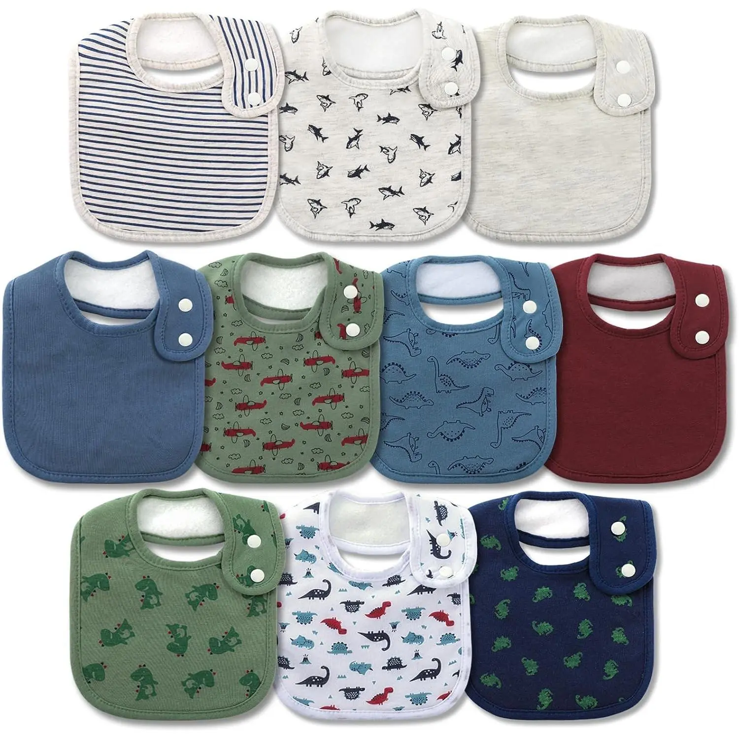 Waterproof Organic Cotton Baby Bibs - Super Soft & Absorbent with Adjustable Snap for Baby Boys and Girls(Gift)