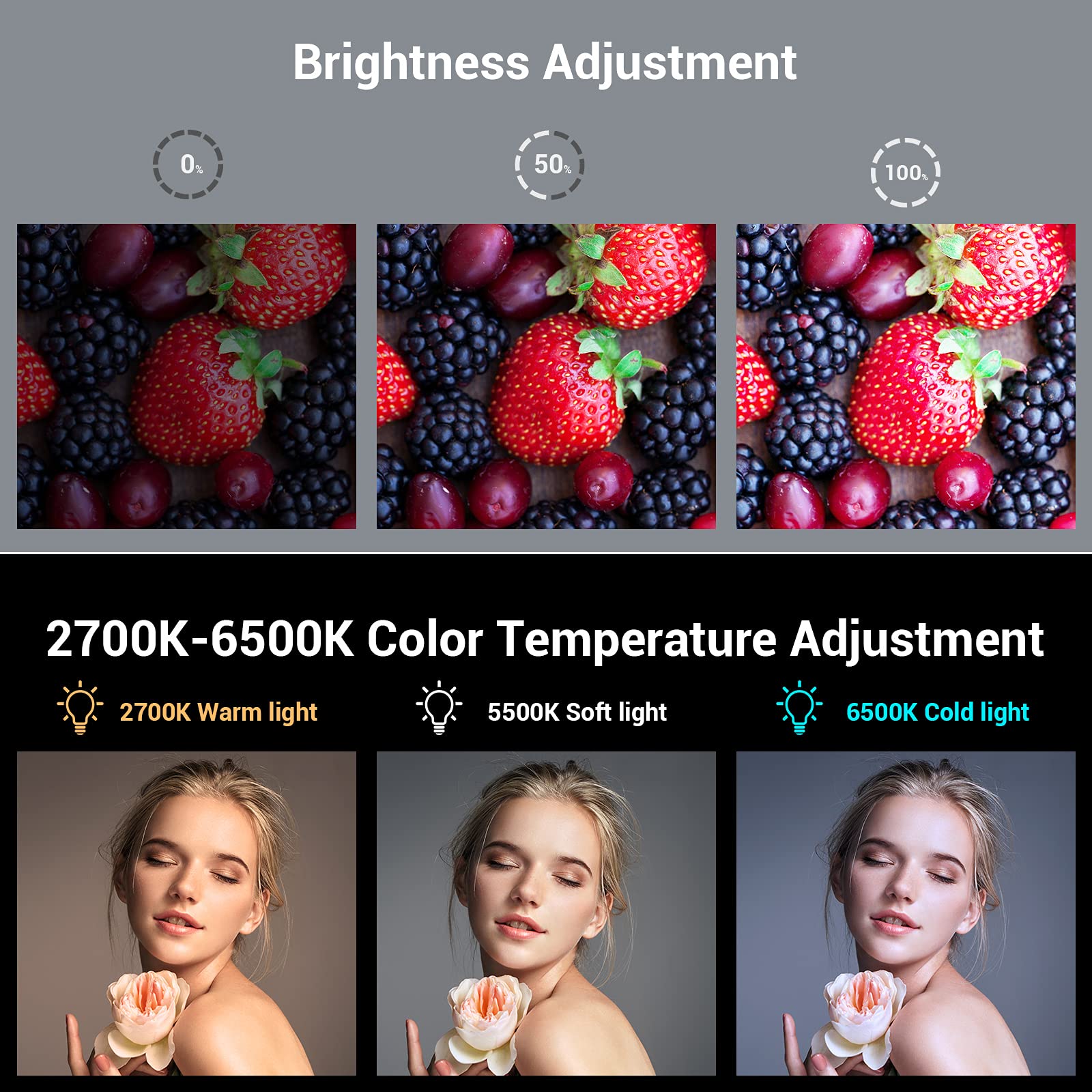 SmallRig P96 LED Mini Ring Light, Video Light,96 LED beads for Photography Video Lighting, Rechargeable 2200mA CRI 95 + 2700-6500K w 3 cold shoes Christmas gifts  Portable Camera Accessories Videography Equipment Vlogging Kit