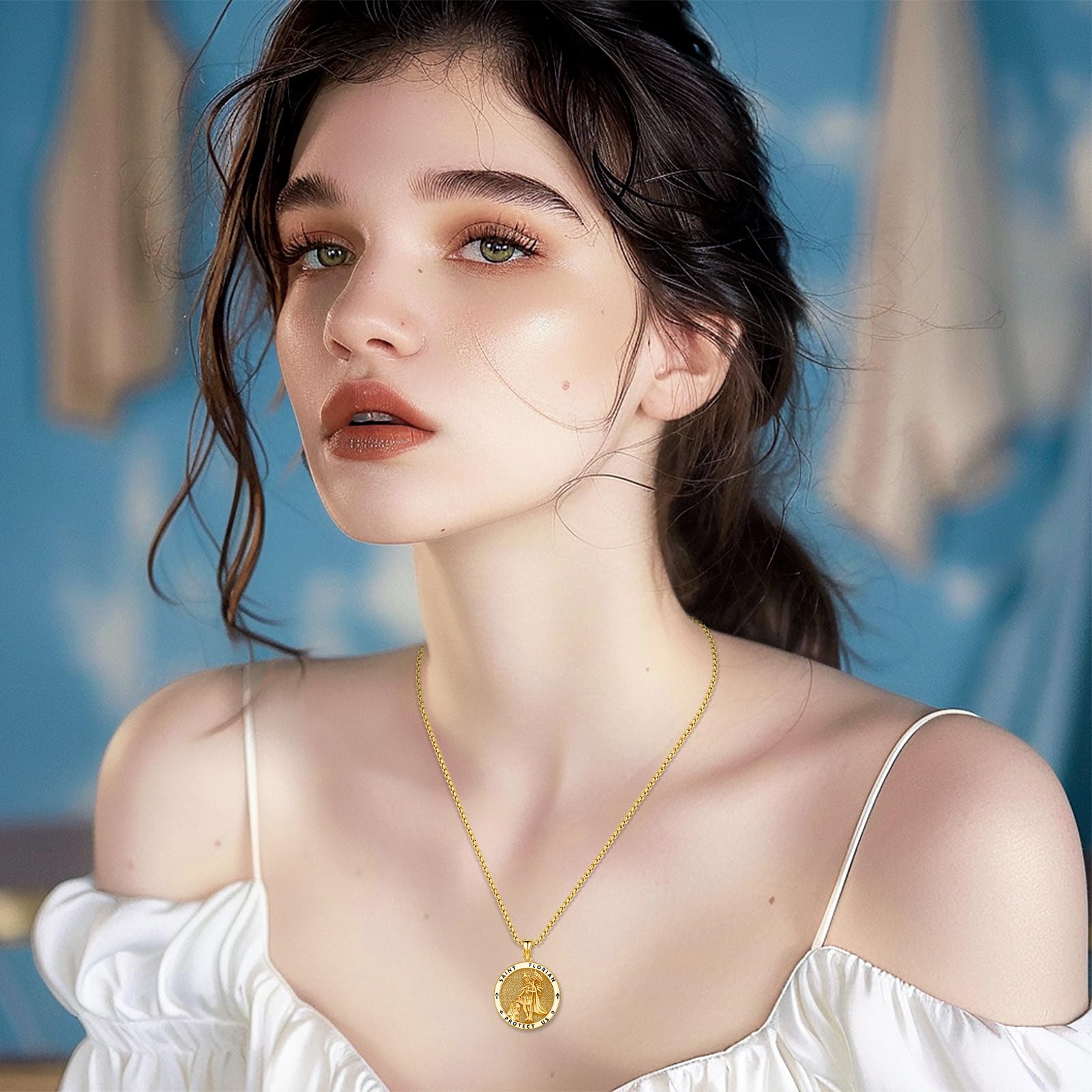 Thanches St. Florian Firefighter Necklace 925 Sterling Silver Pendant for Men Women Amulet Jewelry Gift for Protection Patron Saint of Firefighters Symbolise Courage Safety Gift