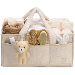 Baby Diaper Caddy Organizer with Handle, Boy & Girl Shower Gift Basket, Portable Diaper Storage Basket Bin for Wipes, Newborn Baby Essentials Registry Search Must Haves, Car Caddy Organizer