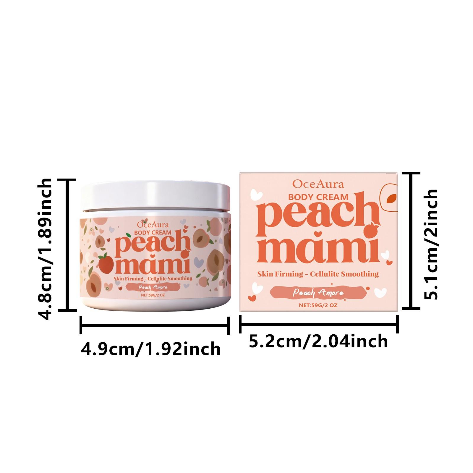Peach Mami Firming Body Cream, Caffeine & Hyaluronic Acid for Smooth, Glowing, Hydrating Skin, Moisturizing & Nourishing Formula, Body Care