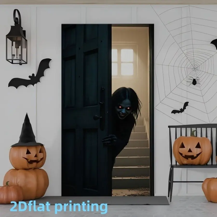 Halloween Doorway Decoration, -Eyed Ghost Print, Polyester Material, Perfect for Halloween Parties, Spooky Atmosphere Setup