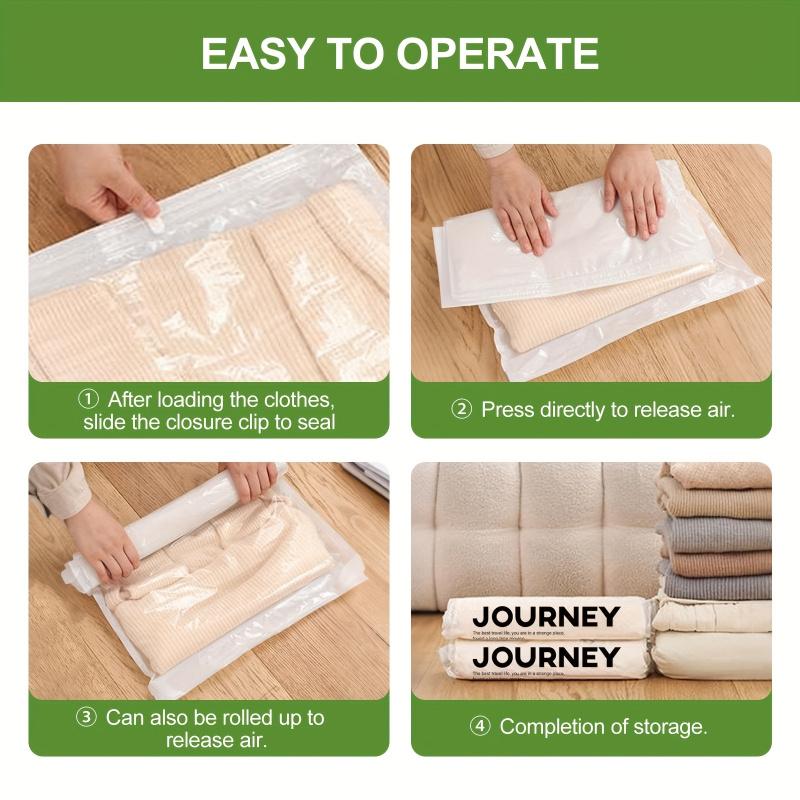 convenient and quick travel essentials, transparent storage bags that do not require a pump or vacuum cleaner, available in various sizes, upgraded with a matte texture, suitable for towels, socks, cosmetics, underwear, and jackets