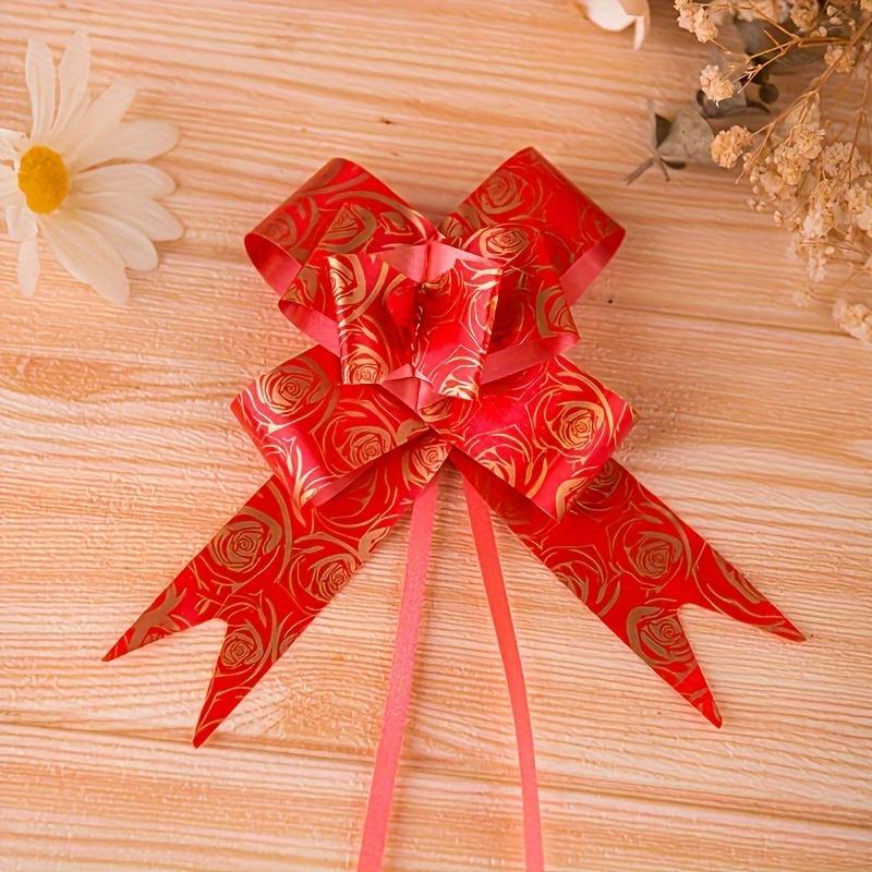 20pcs Rose Print Pull Bows 10 Colors 5.5Inch Large Pull Bows Ribbon Perfect for Gift Box And Bag Wrapping, Basket Decoration, Christmas Tree Decor, Weddings, Birthdays And Party