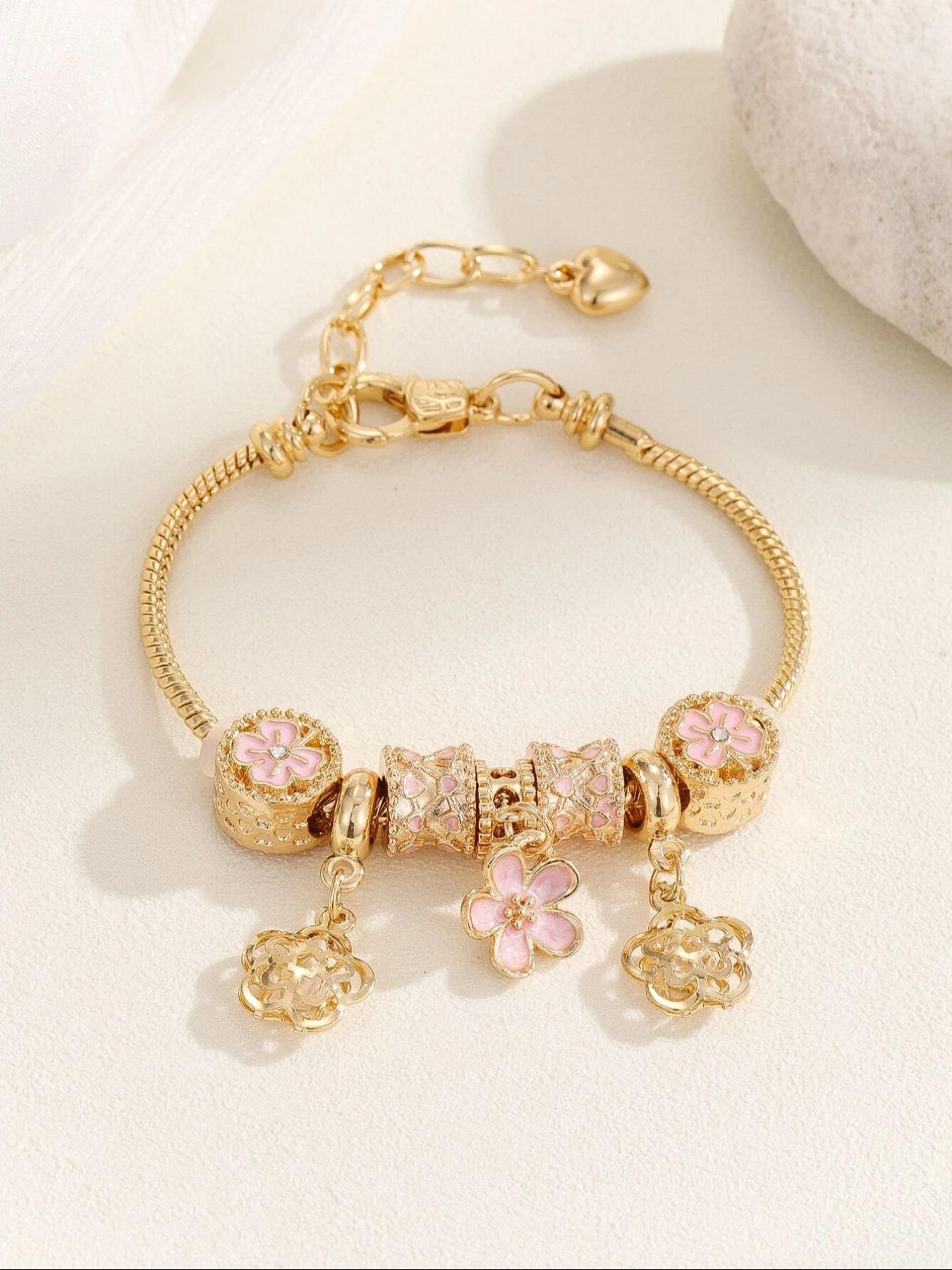 Women's Cute Flower & Rhinestone Fish Tail & Heart Design Bracelet, Fashion Bracelets, Fashion Jewelry for Party, Daily Decor, Trendy All-match & Exquisite Jewelry for Birthday Gift