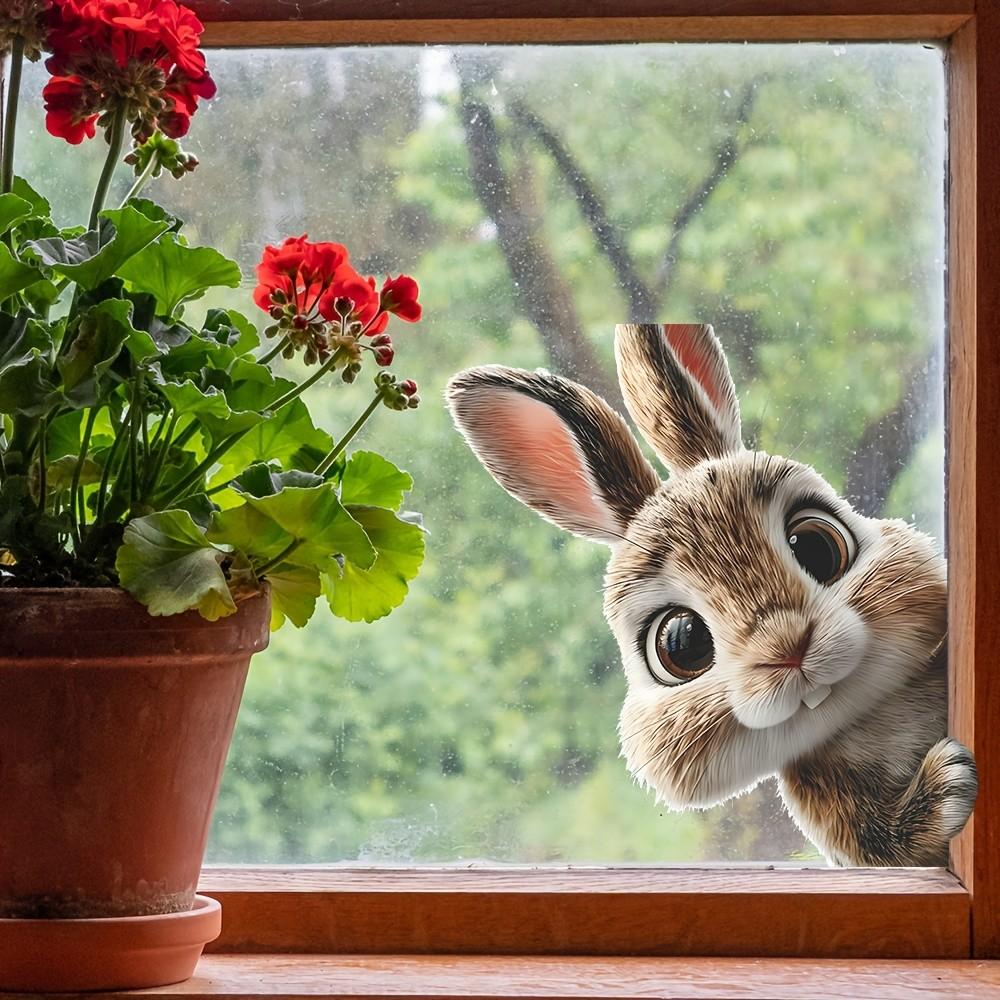 Self-Adhesive Transparent Rabbit Peephole Sticker, Waterproof PVC Window Decor, Easy Install Remove, Home Glass Door Decoration