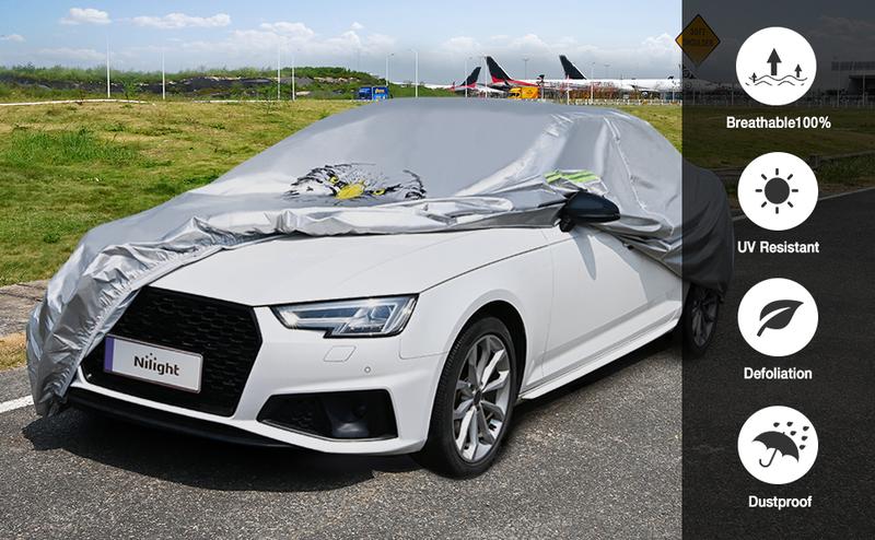Nilight Waterproof SUV Car Cover All Weather Snowproof UV Protection Windproof Outdoor Full car Cover,Oxford Material Door Shape Zipper Design Universal Fit for SUV Length 183 to 190 inch waterproof All-Weather Reflective  dealsforyoudays