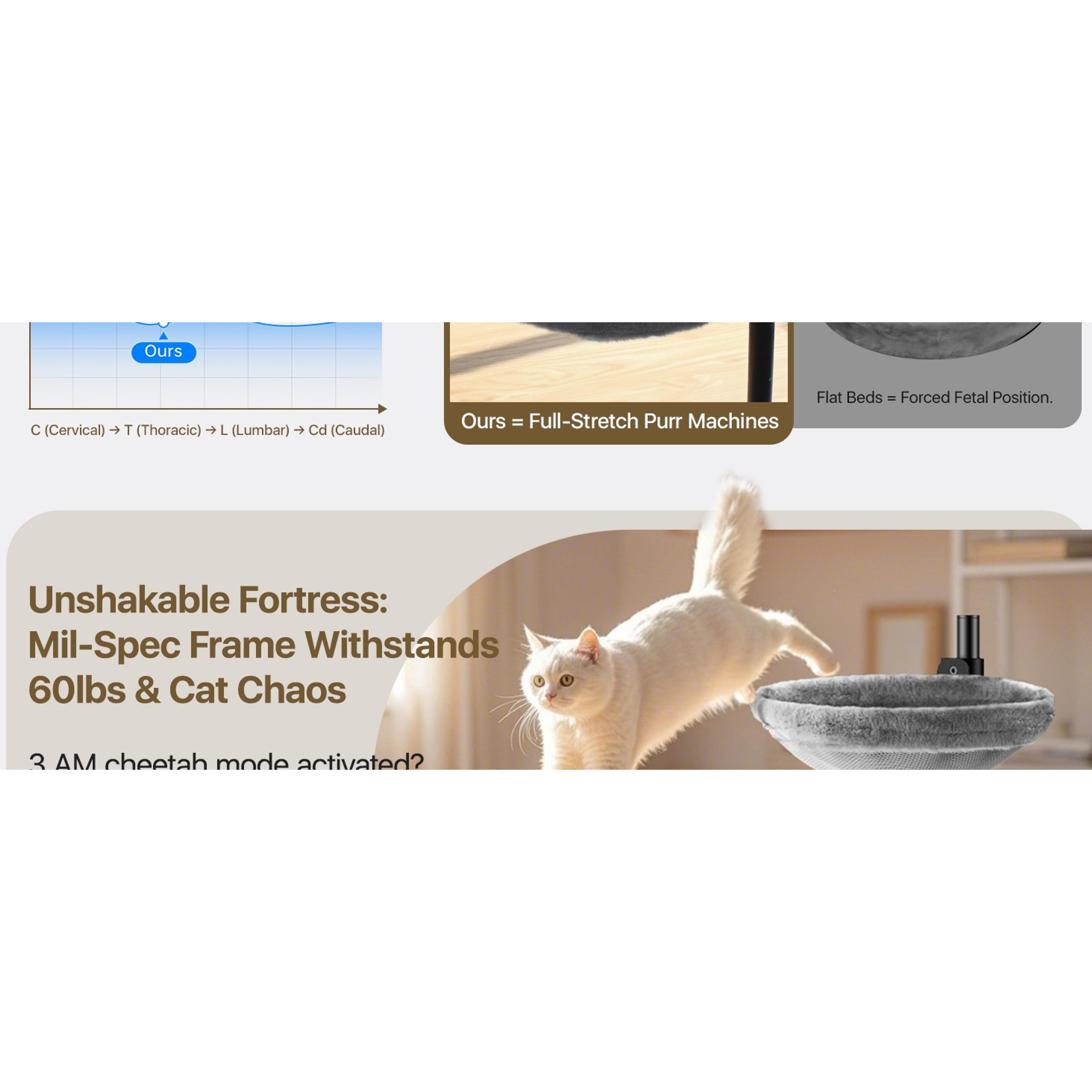 Grey Modern Cat Desk Bed - 360° Rotating Adjustable Shelf Hammock, Removable Soft Fabric Pet Nest, Relaxing Spot Attachment for Home Office Game Tables