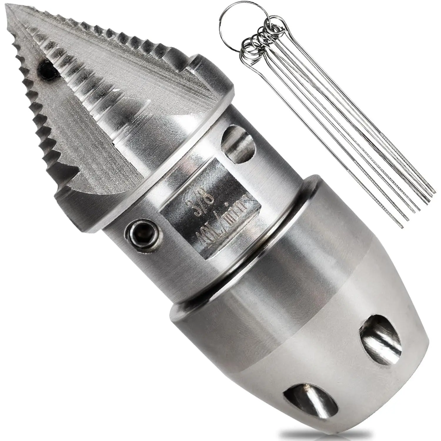 Stainless Steel 3/8 NPT Female Sewer Jetter Nozzle, Fast Rotating for 2900 PSI 40 L/min Pressure Washer, Flushes Municipal Drain Pipes, Flushes Drains