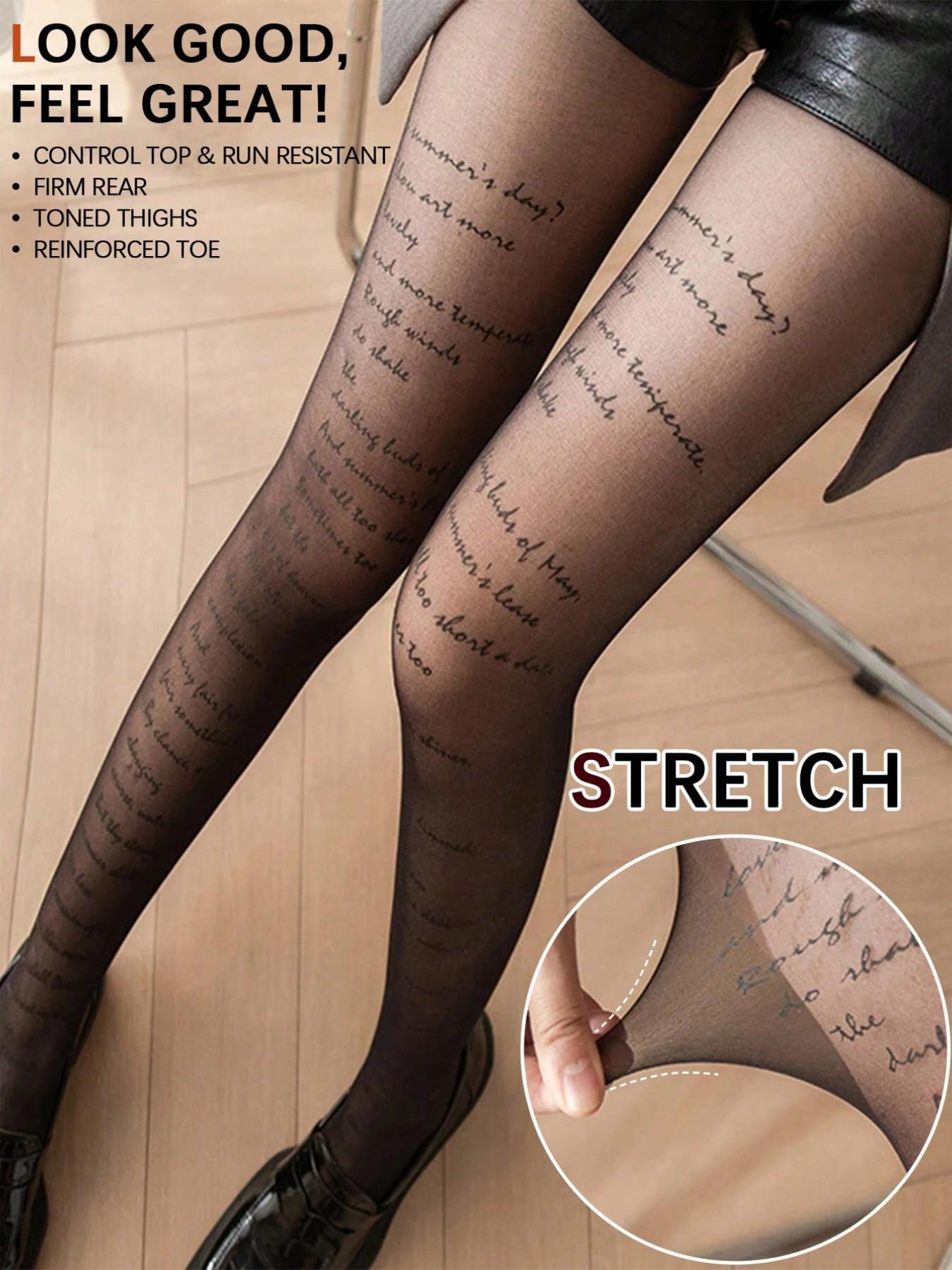 Spring and Autumn Socks Y2K Style Women's Tight Pants White Translucent Pantyhose Elastic Punk Letter Printed Long Socks Look Good and Comfortable to Wear Socks