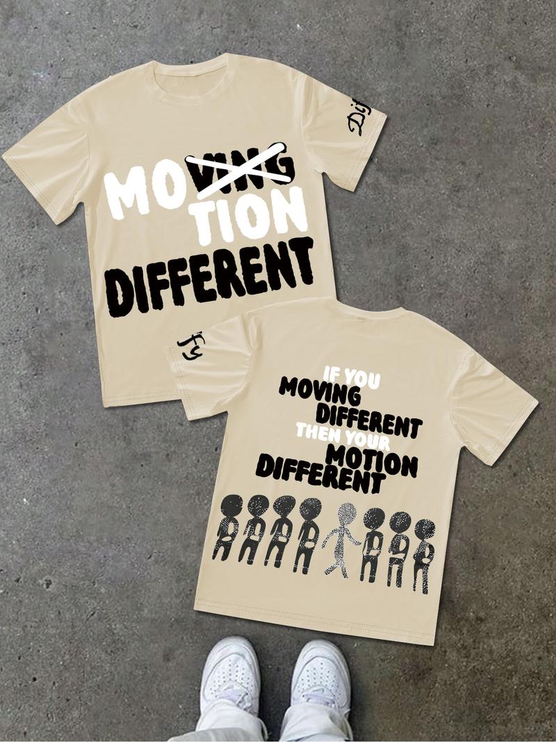 Men's and Women's Short Sleeve T-Shirt with Letter Character Print, Stylish Casual Fit Summer Tee for Youth, Versatile American Trendy Style