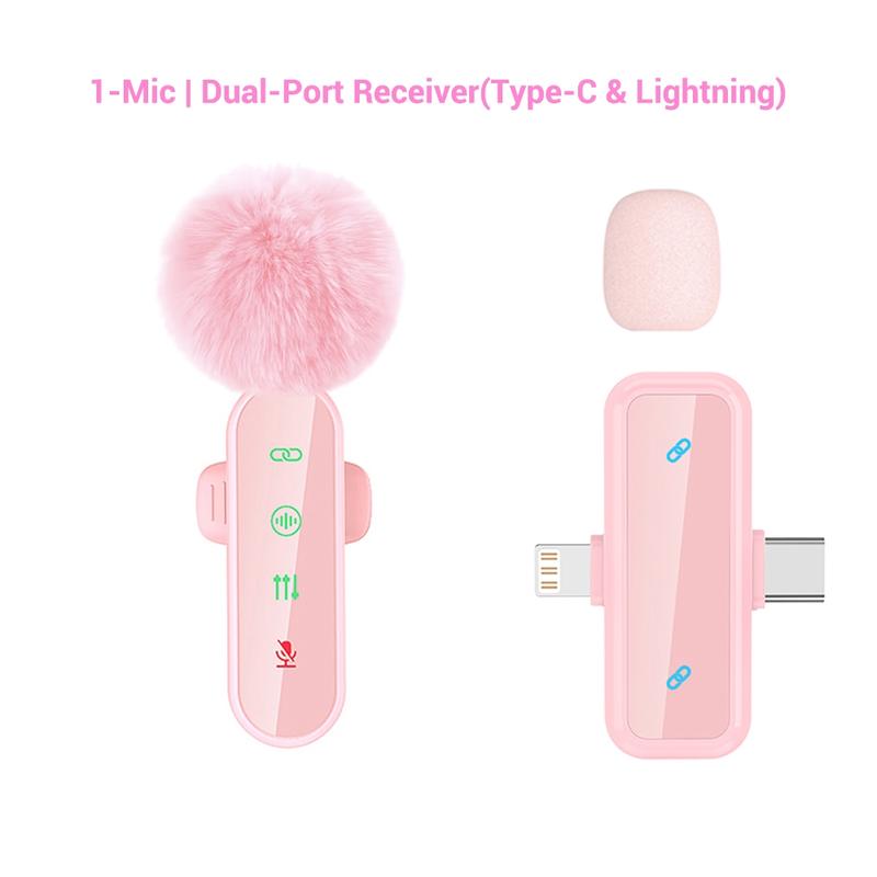 Professional Wireless Lavalier Microphone for iPhone, Android -, Mini Microphone with Status Display, Rechargeable Lapel Mic, Crystal Clear Sound Quality for Recording, Live Streaming, Vlog, TikTok