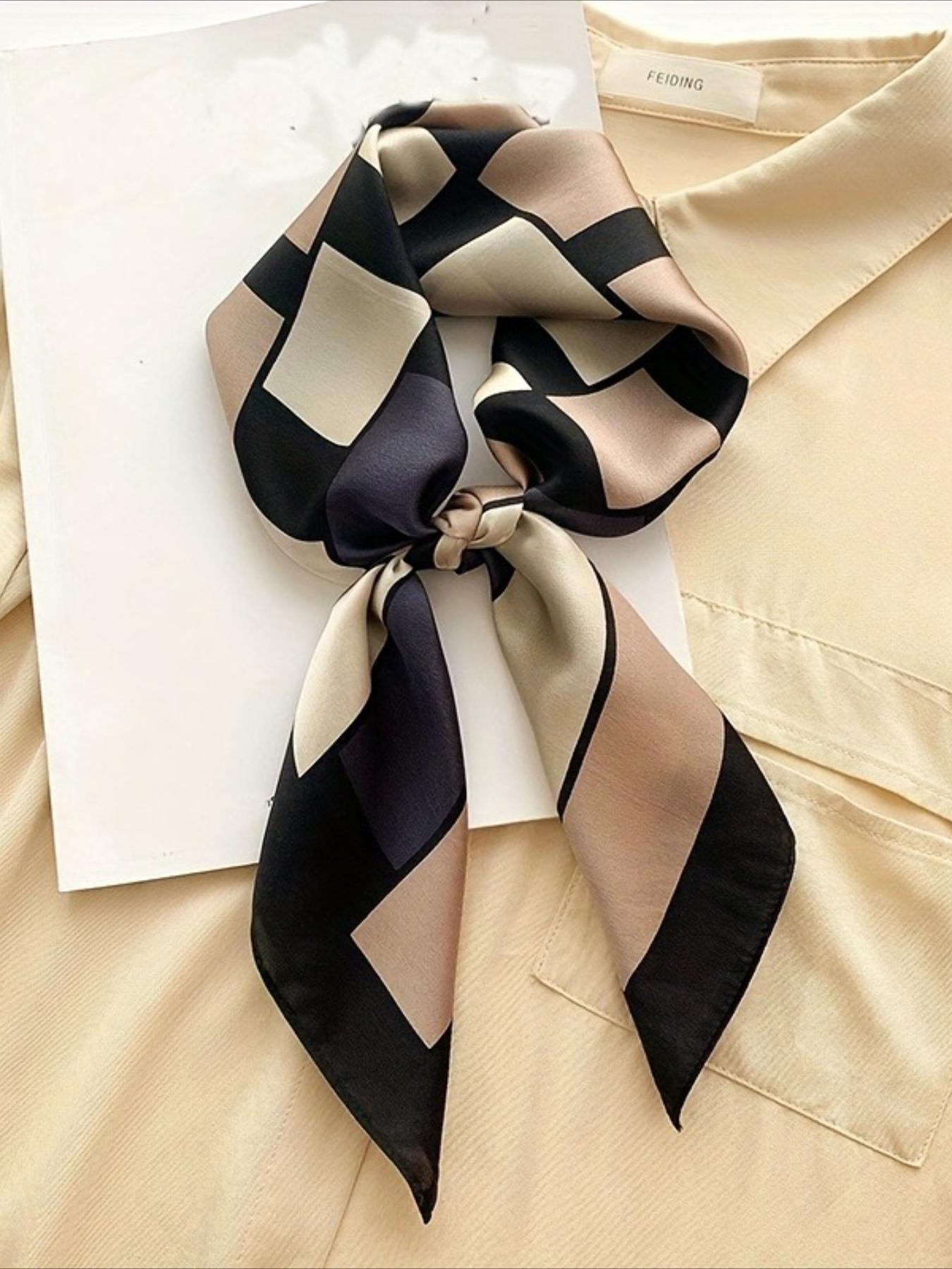 1pc color matching plaid pattern square scarf, Boho style scarf, silky feel, light and breathable, multi-functional use, headscarf, shawl, headband, available in spring, summer and autumn, suitable for beach parties, daily travel