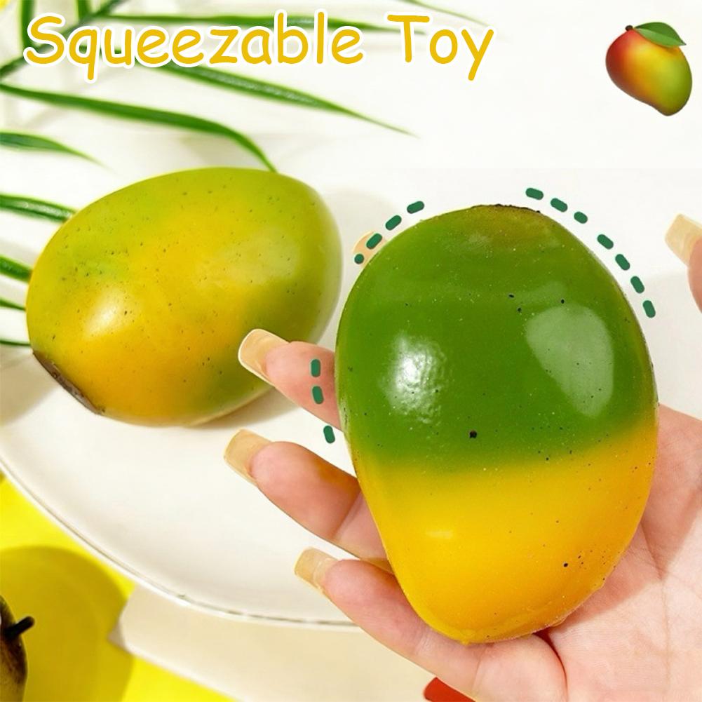 Mango Squishy Slow Rising Crystal Mud Home Decor Party Favors, Strawberry Fruit Squishies Sensory Fidget Toys for Adults & Kids