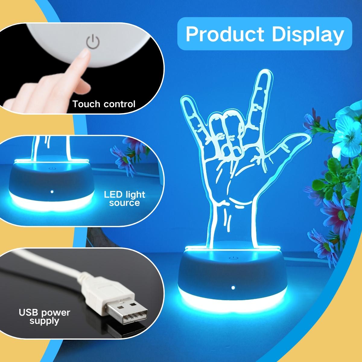 Creative Rock Gesture USB Powered 3D Night Light, Touch Switch Color Changing, Ideal Bedroom & Living Room Decor, Perfect Birthday Gift