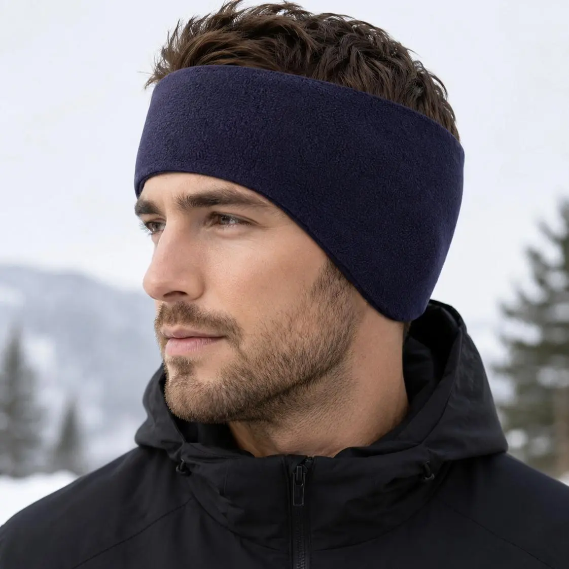 Winter Warm Fleece Ear Warmer Headband, Windproof Double Layer Ear Cover for Running Cycling Outdoor Sports
