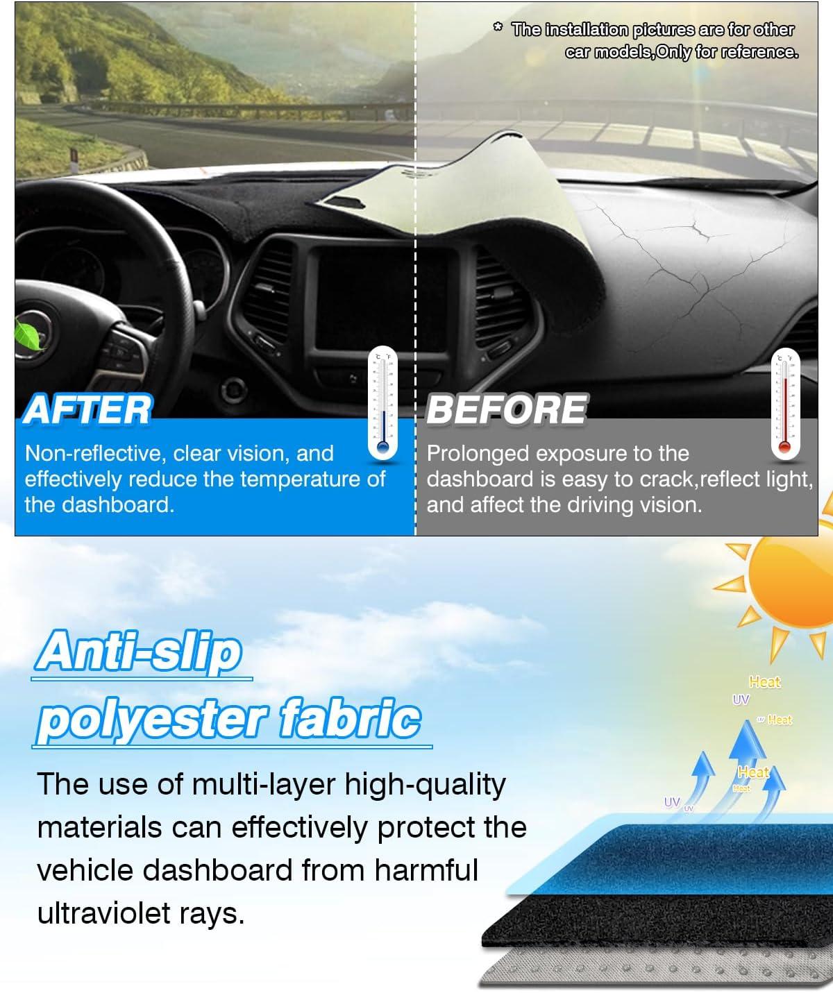 KUST Dashboard Cover Mat for 2014-2018 Chevy Chevrolet Silverado/GMC Sierra 1500, 2015-2019 Silverado/GMC Sierra 2500HD 3500HD Accessories Dash Cover Flannel Sunshade Glare UV Rays Protector