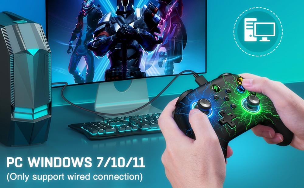 Wireless Switch Pro Controller for Switch Controller/Lite/OLED, LED Wired PC Game Joysticks-Wireless iOS/Android Remote, Switch Accessories Set Controller with Cool LightSkin