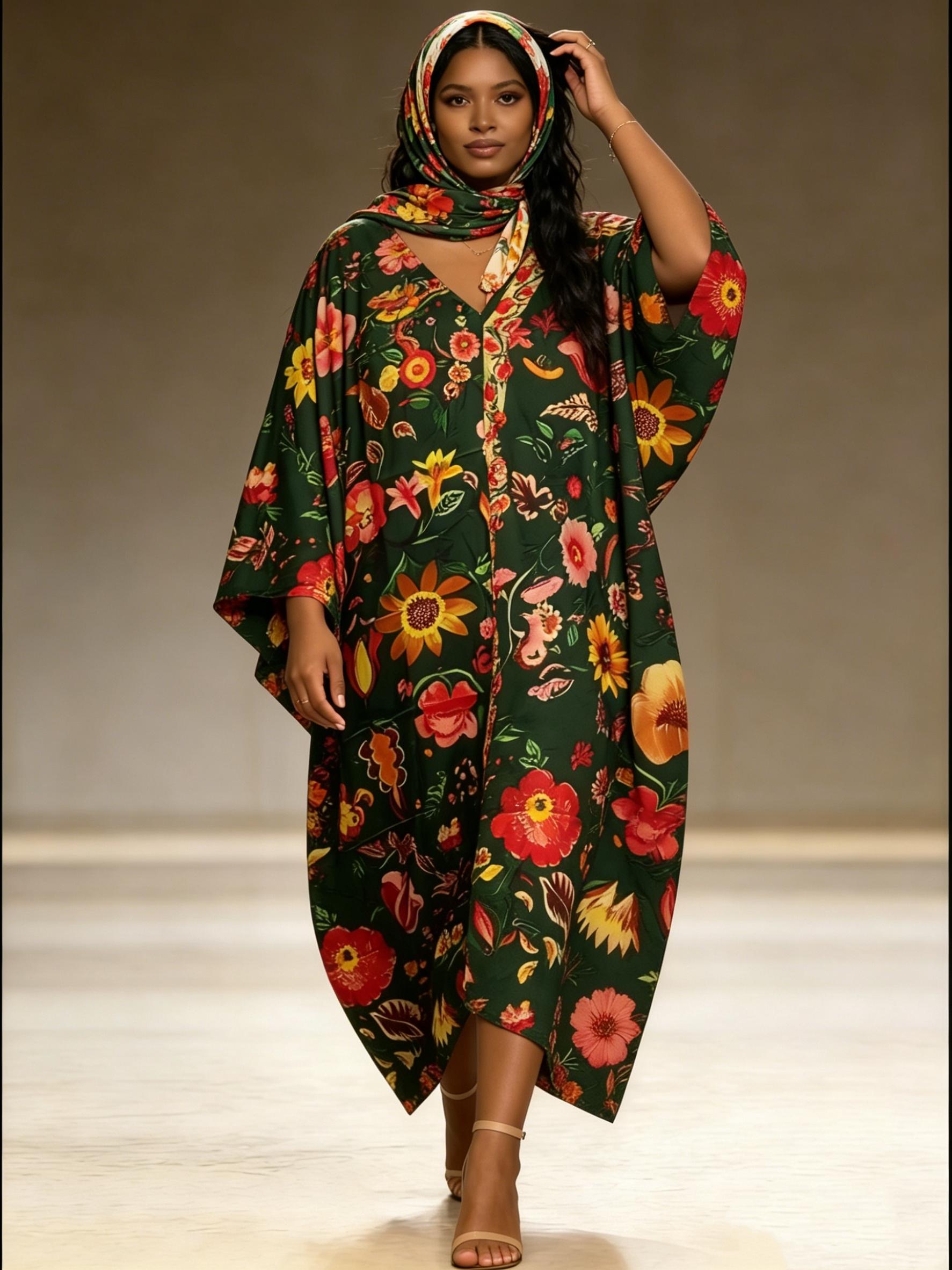 2-piece set woman‘ s Boho Kaftan Beach Cover Up  – Oversized Maxi Dress Beachwear for Summer Vacation & Resort Wear ✨