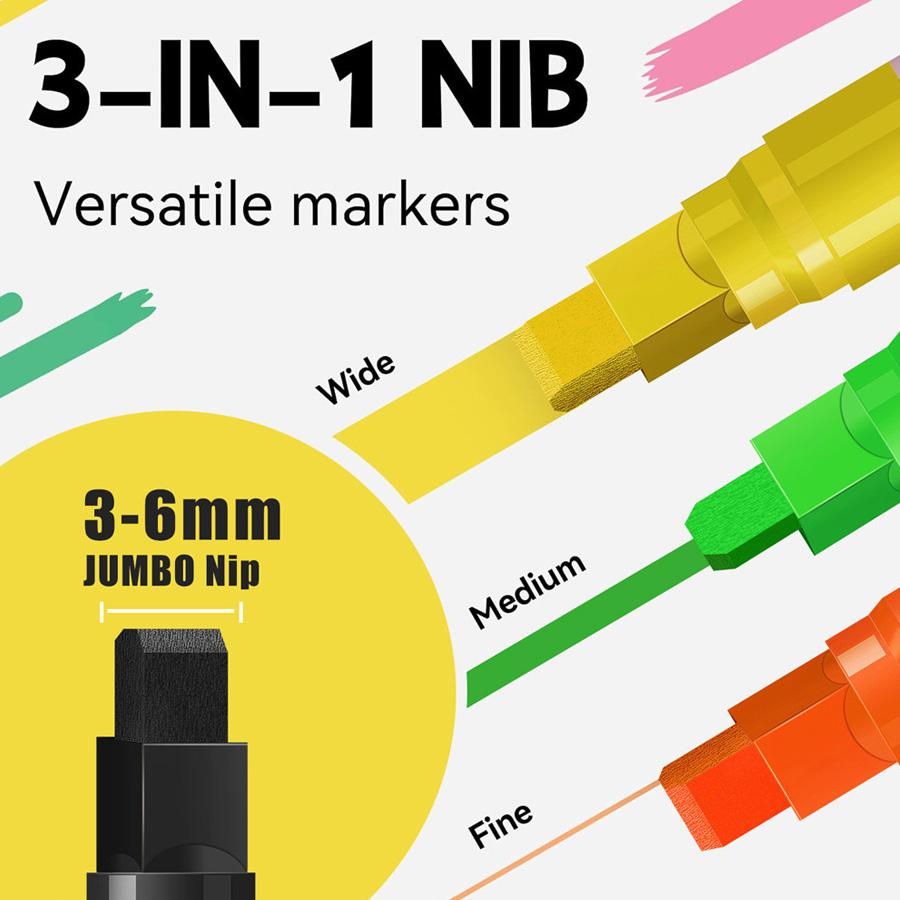 12 Color Vibrant Quick-Drying Permanent Paint Pens, Waterproof Oil-Based Markers Set for Tires Rocks Wood Glass DIY Crafts, All Surfaces Non-Fade