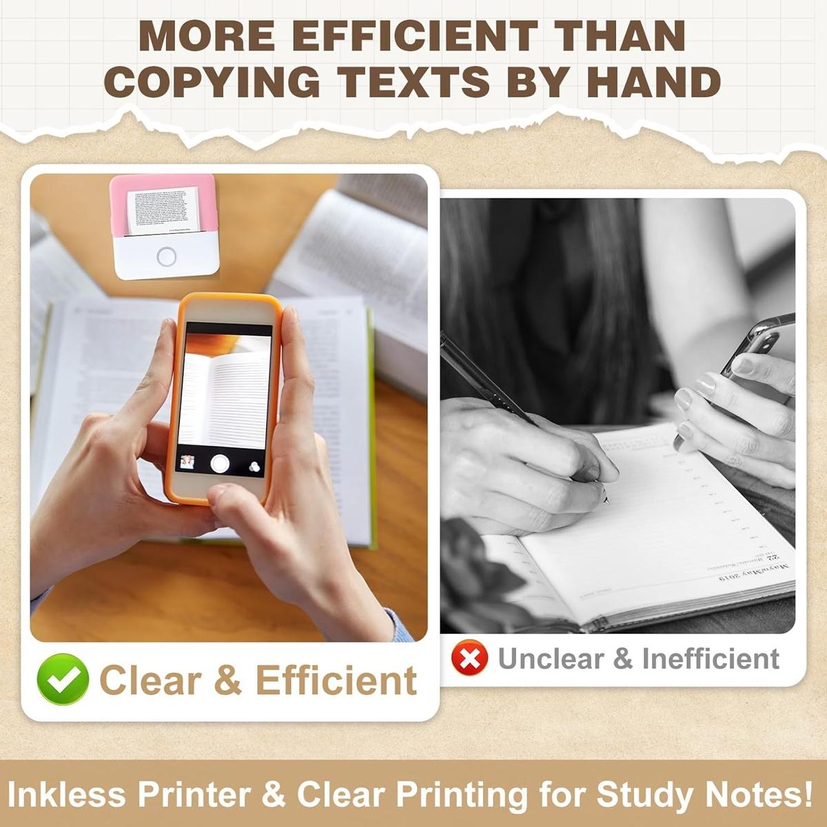 Mini Sticker Printer, Portable Inkless Sticker Maker, Pocket Photo Printer, Thermal Printer Label Maker with 10 rolls Paper, Portable Handheld Printer, for Pictures, Photos, Journals, DIY, Compatible With IOS&Android