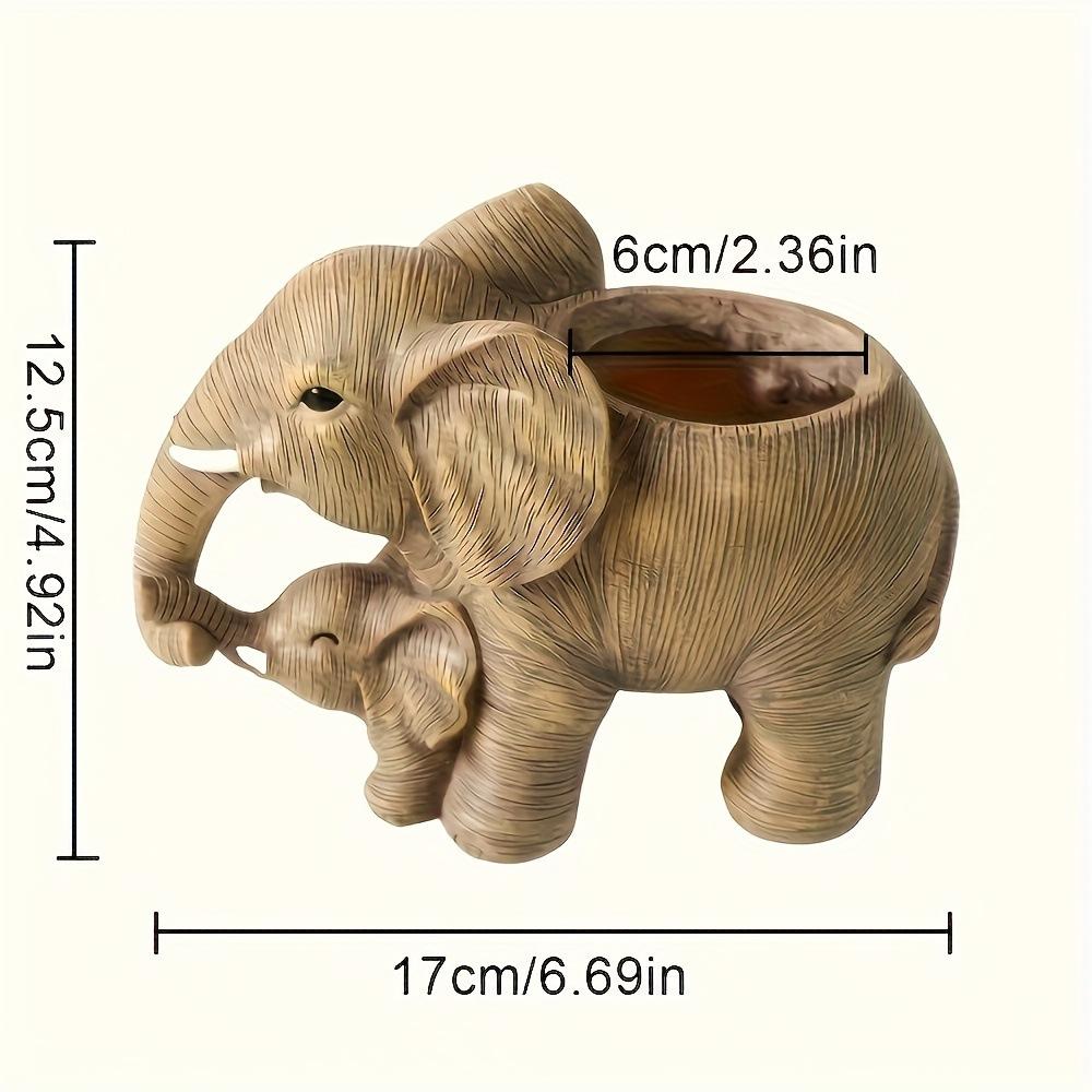 Charming Elephant Succulent Planter, Handmade Resin Flower Pot, Textured Design, Lightweight Durable, Indoor Outdoor Decor