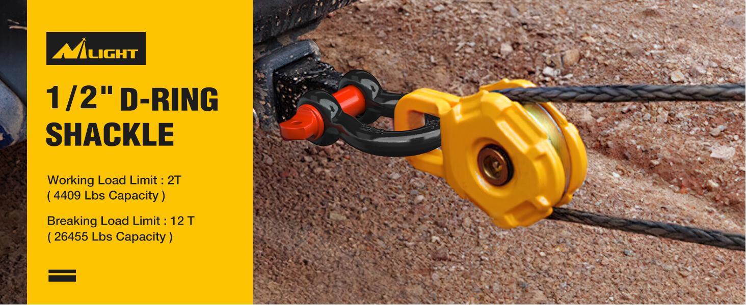 Nilight 4 Pack Small Shackles 1/2" D-Ring Shackle 2 Ton (4409 lbs) Capacity Heavy Duty Off Road Recovery Shackle Kit for Cars and Other Applications for Tie Downs, Black Red Parts Hardware Stainless Steel Rope Chains  dealsforyoudays