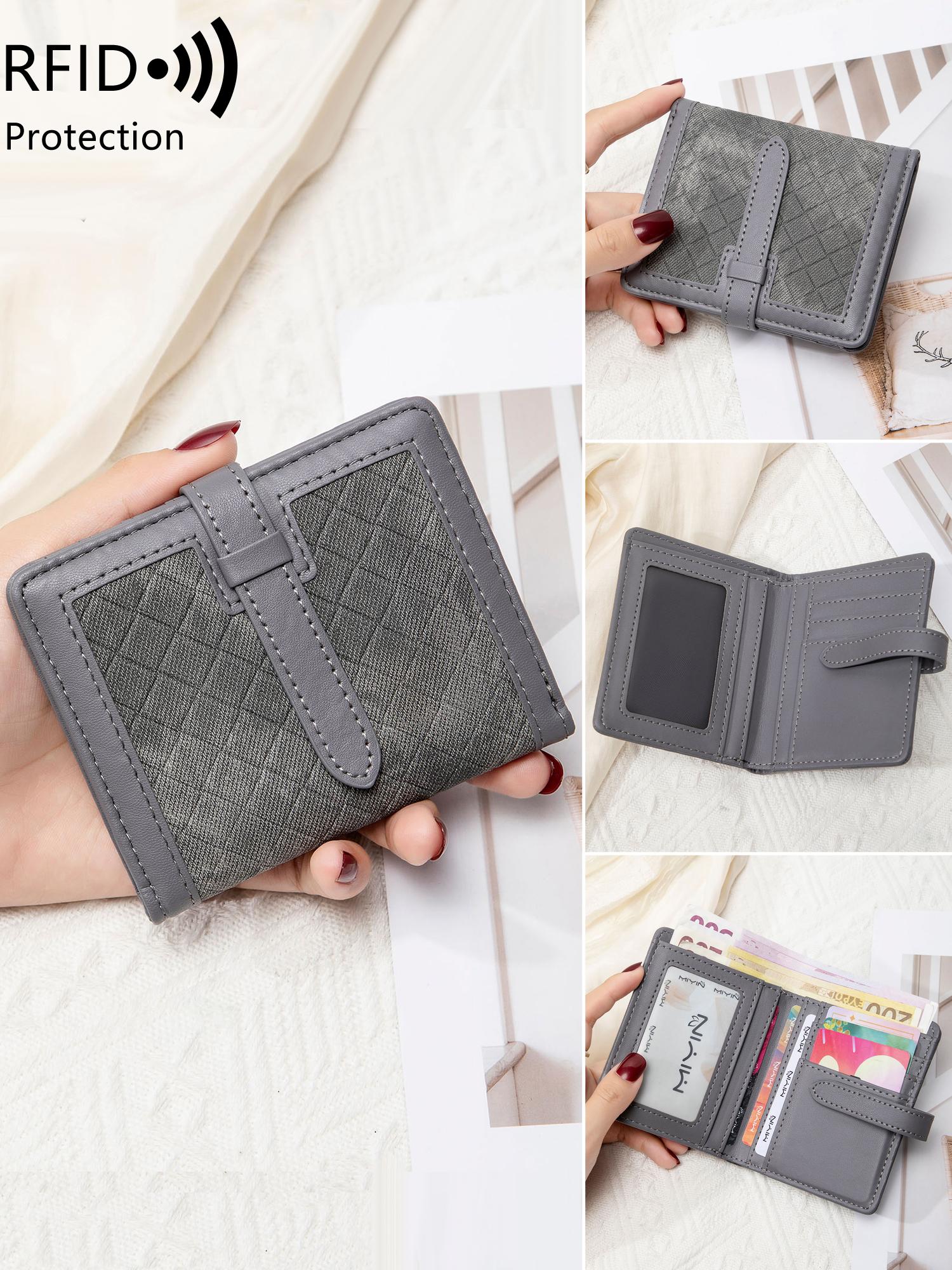 Ladies' ultra-thin RFID blocking wallet, secure snap closure, ladies' wallet with multiple card slots and ID windows, compact and lightweight for daily use, perfect for work, office or commuting - ideal gift for anniversaries, birthdays, Valentine's Day