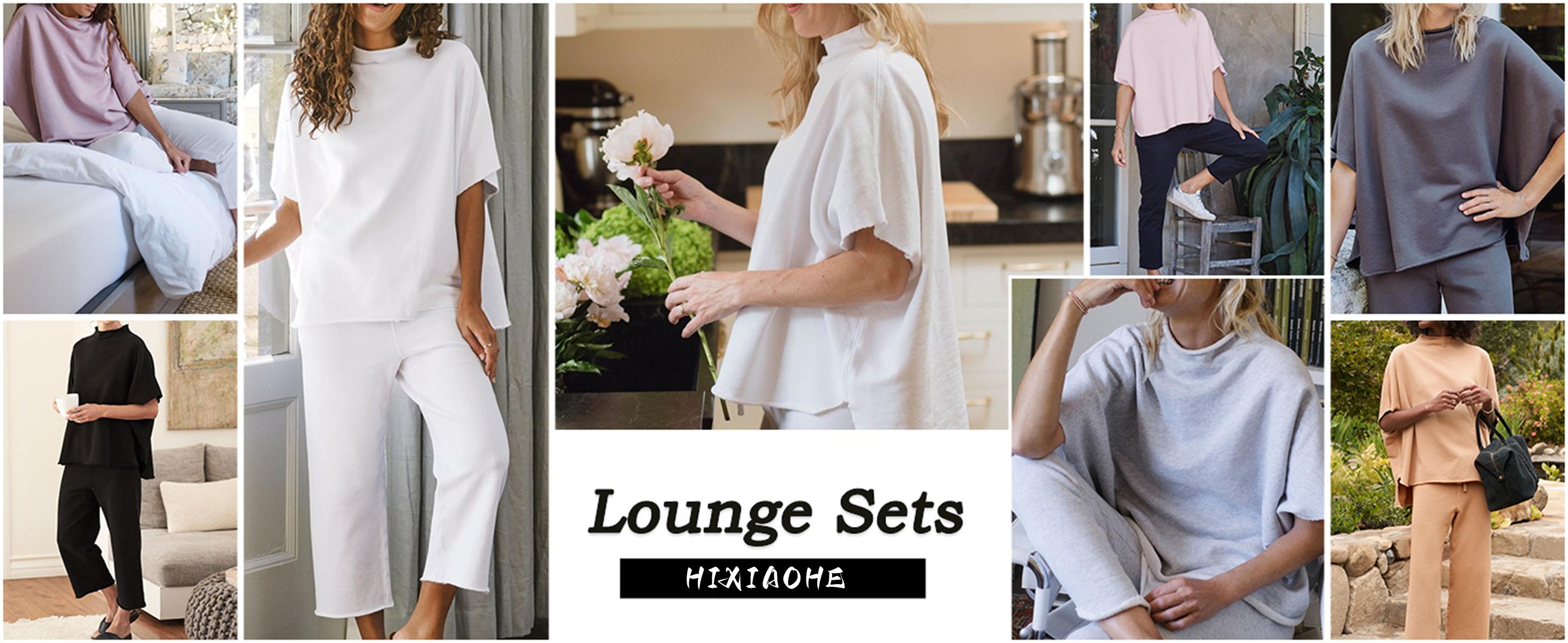 Women's 2 Piece Outfits Lounge Set 3/4 Batwing Sleeve Capelet Crew Neck Pullover Tops Wide Leg Pants Travel Set SpringStatements