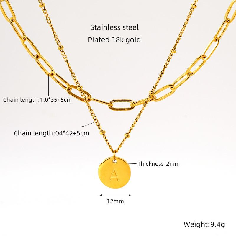[LeBijouLab][A to H] Golden Initial Letter Birthstone Necklace For Women, Golden Stainless Steel Initial Letter Necklaces, Christmas Gifts, Birthday Gift for Her, Valentine's gift for 2025