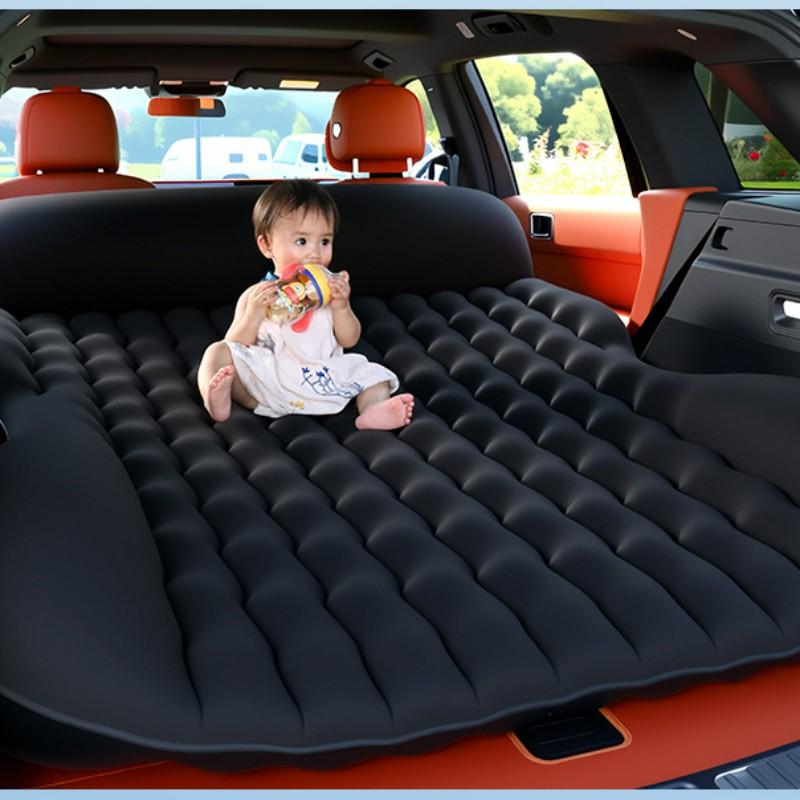 Plush Car Back Seat Inflatable Air Mattress, Portable Airbed, Rear Seat Bed, Free Electric Pump Included, Ideal for Road Trips, Camping, Suv/car Travel, Leak-Proof Thick Air Bed