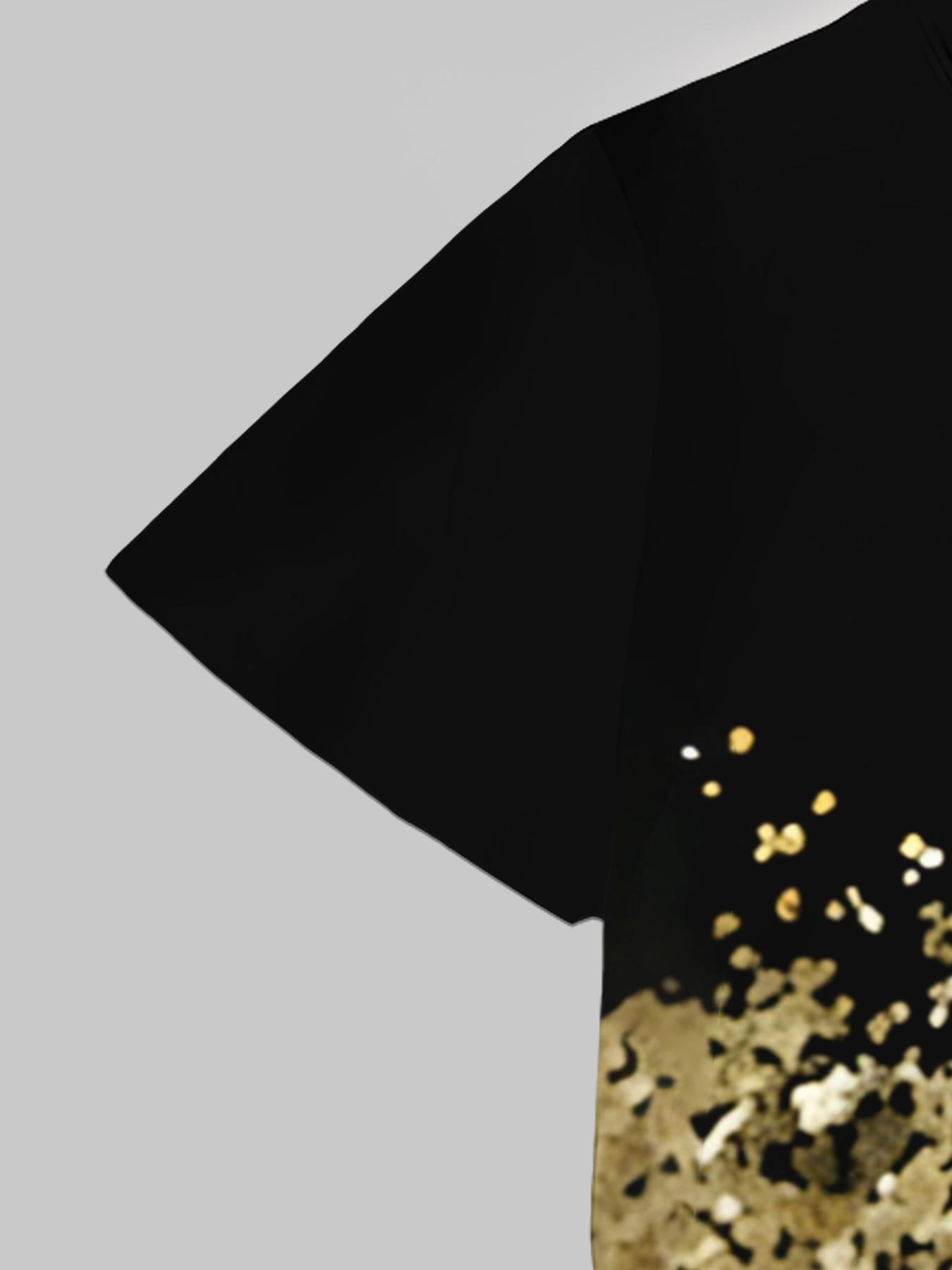 Kids Black & Gold Leopard Gradient Print Short Sleeve & Shorts Loungewear Set