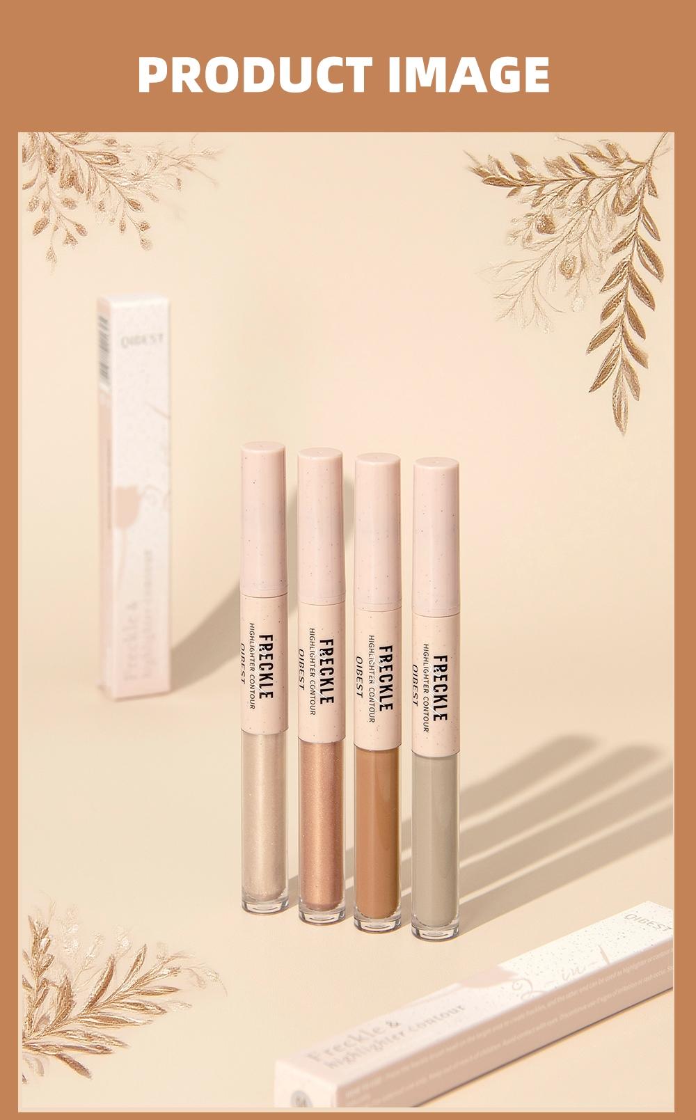 2-in-1 freckle pen, waterproof, sweatproof, long-lasting, shimmering highlighter makeup, double-headed freckle pen