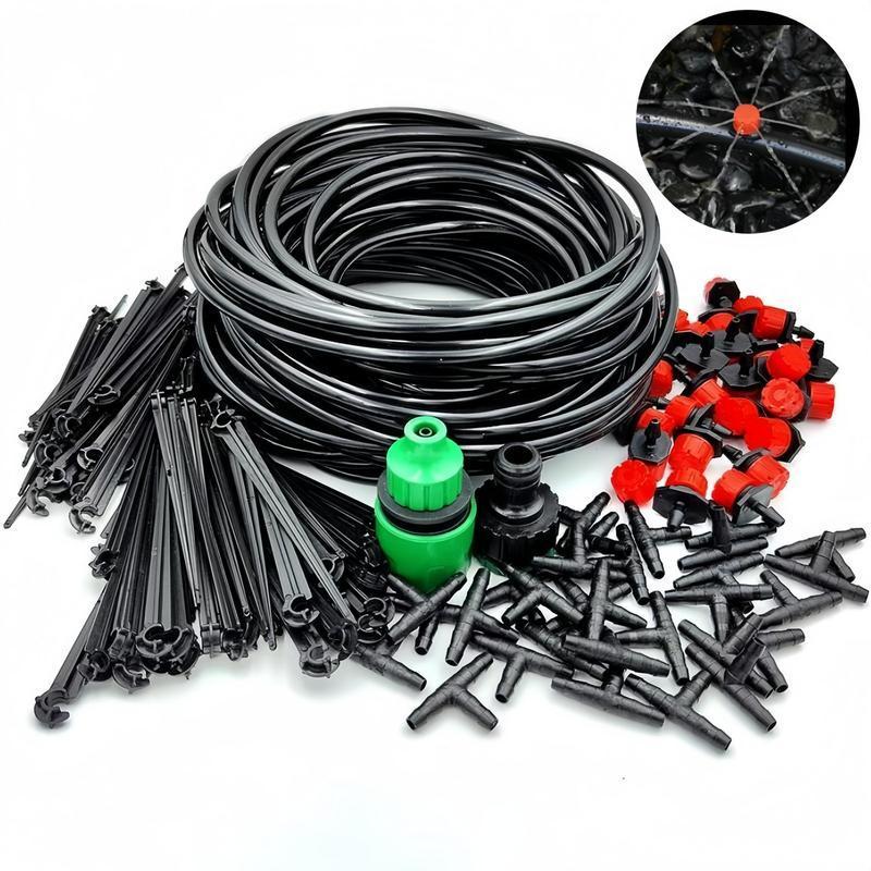 Automatic Drip Irrigation Kit, Micro Drip Irrigation System, Adjustable Drippers, Universal Thread Connectors, No Power Required