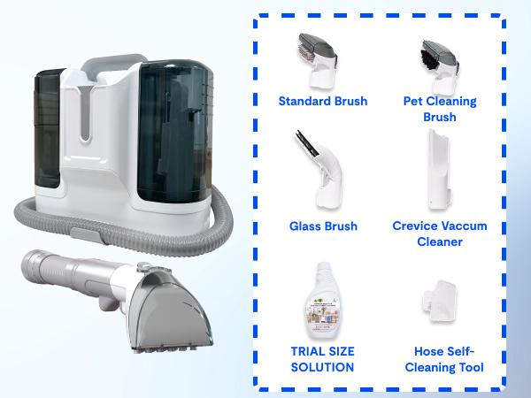 【TikTokShopBlackFriday】FlexiSpot K1 400W-12KPa Smart Portable Spot Cleaner, Handheld Carpet and Upholstery Cleaner with 6 Brushes, Large 61oz Tank, Spray & Suction Integration for Home, Sofa, Hard Floor, Car Interior, and Pet Stains