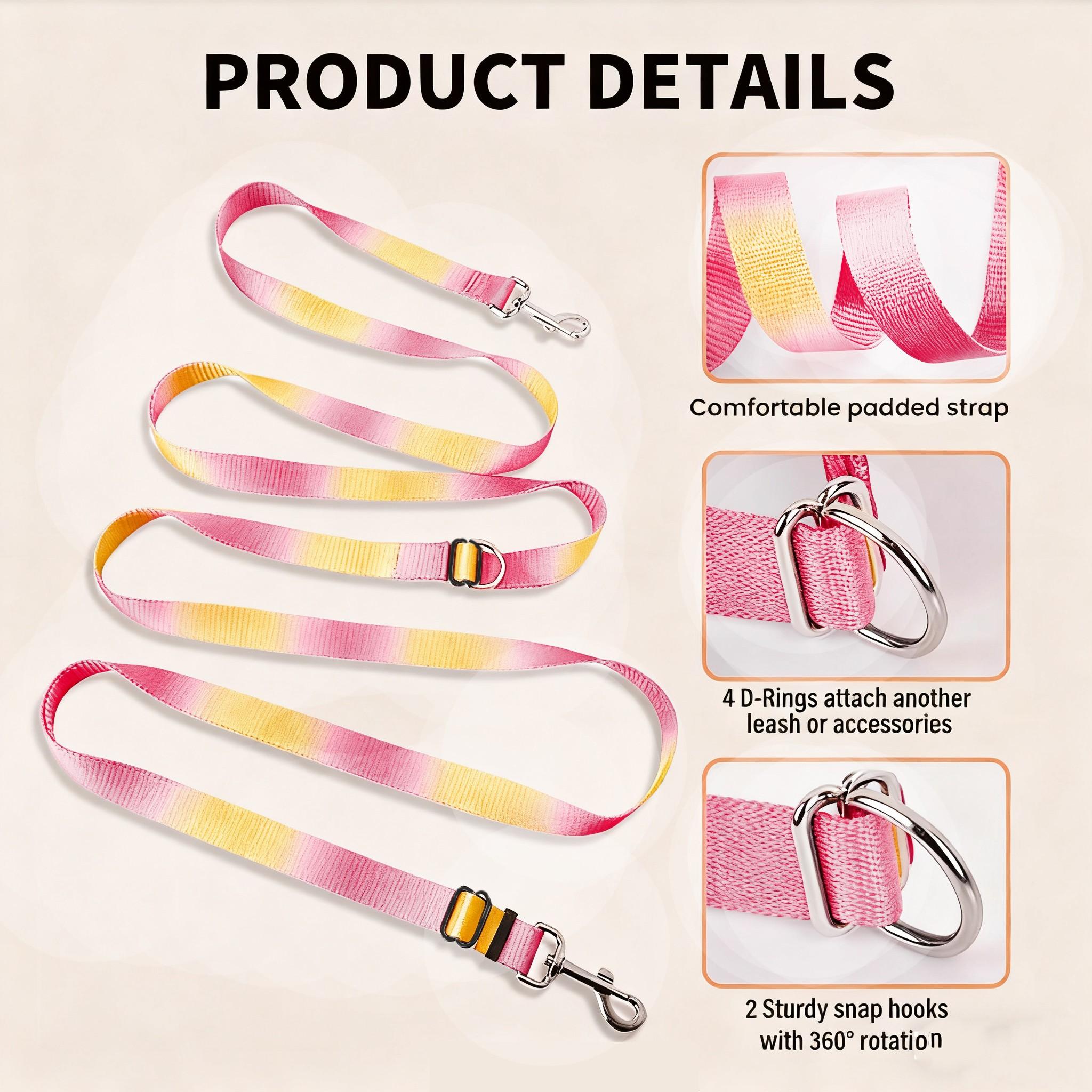 Adjustable Pet Leash, Gradient Color Outdoor Dog Walking Leash, Durable and Comfortable Pet Harness, Ideal for Daily Walks