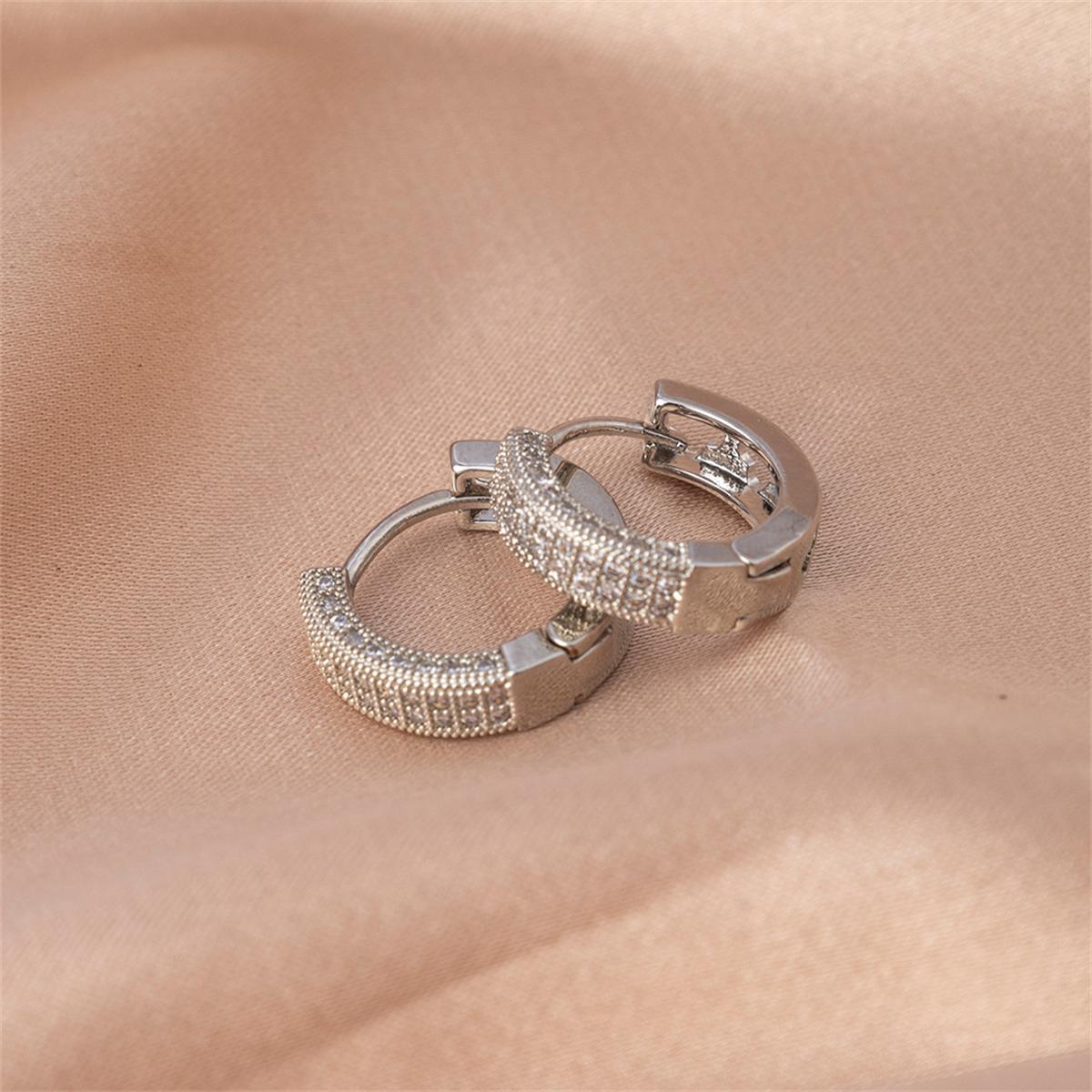 Starlight Pave Hoop Earrings 14K Gold-Plated/Silver-Plated Cubic Zirconia Jewelry Valentine’s Day Weddings Engagements Anniversaries Gift