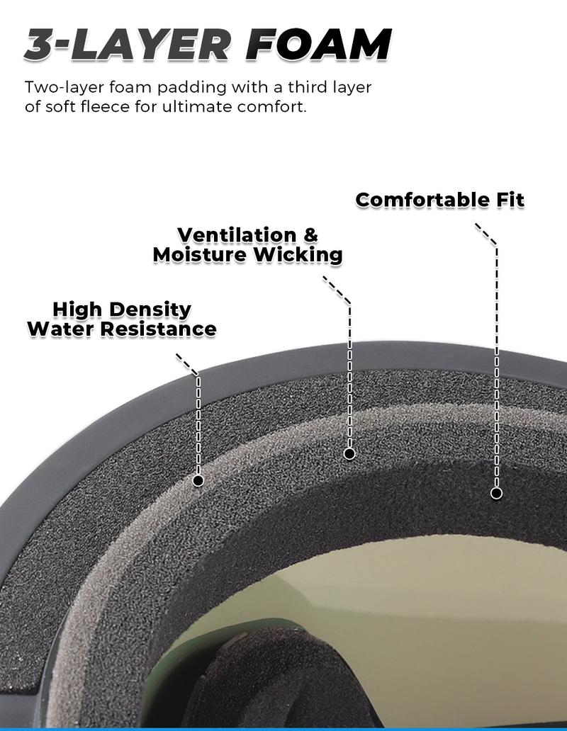 VICTGOAL Ski Goggles Double Layers Anti-fog UV400 Protection for Men, Women & Youth,Snowboarding Goggles Snowmobile Eyewear Outdoor Skiing Polarized Snow Lenses