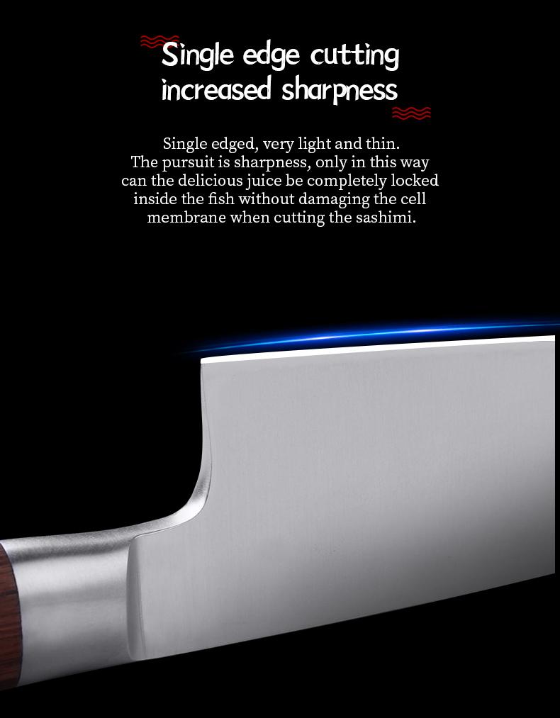 1 pc Japanese Yanagiba Knife Professional Deba Knife 16.5-24CM, 4-6mm Blade Thickness, Multi-purpose Sashimi Knife for Sushi and Fish Preparation